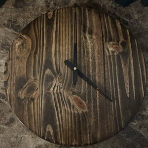 Round handmade pine wood wall clock